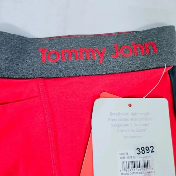 NEW Tommy John Cool Cotton Performance Boxer Brief Trunks Red Gray Mens Medium - Picture 3 of 7